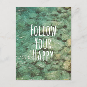 Motivational Follow Your Happy Quote Vykort