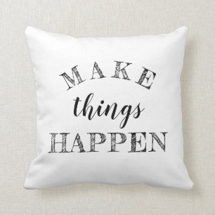 Motivational för citationsteckensvart för 3 ord kudde