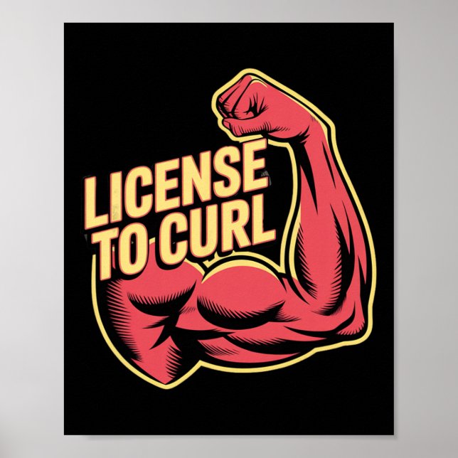 Motivational Funny Gym Humor Biceps Gains Licence Poster (Framsidan)