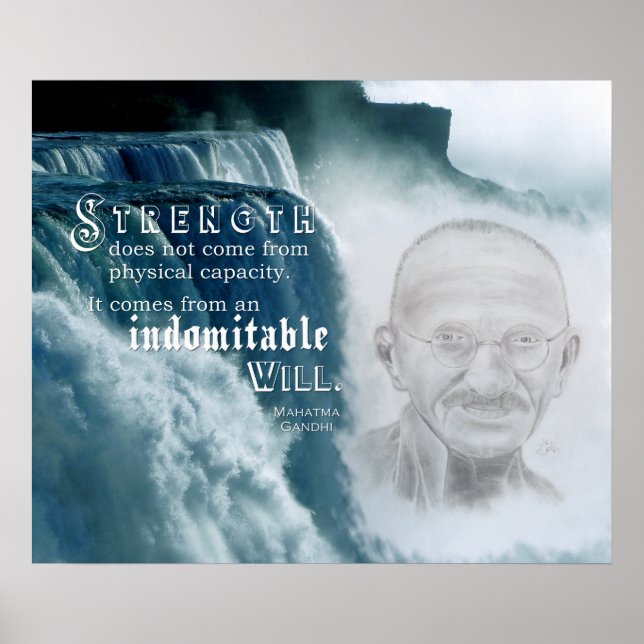 Motivational Gandhi Strength Quote Poster (Framsidan)