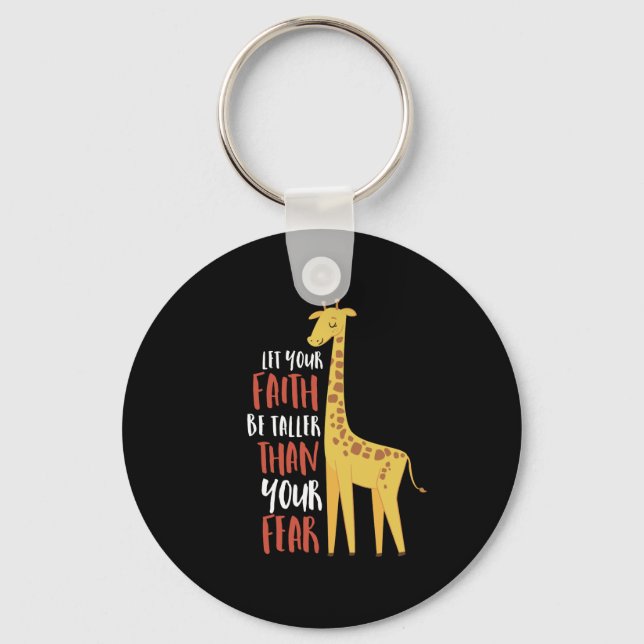 Motivational Giraffe Faith Taller Than Farear Nyckelring (Framsida)