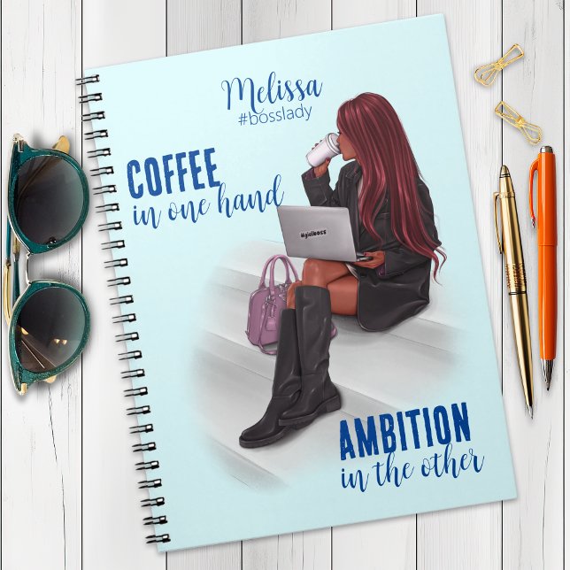 Motivational Girl Chef Blue Spiral Photo Notebook Anteckningsbok (Skapare uppladdad)