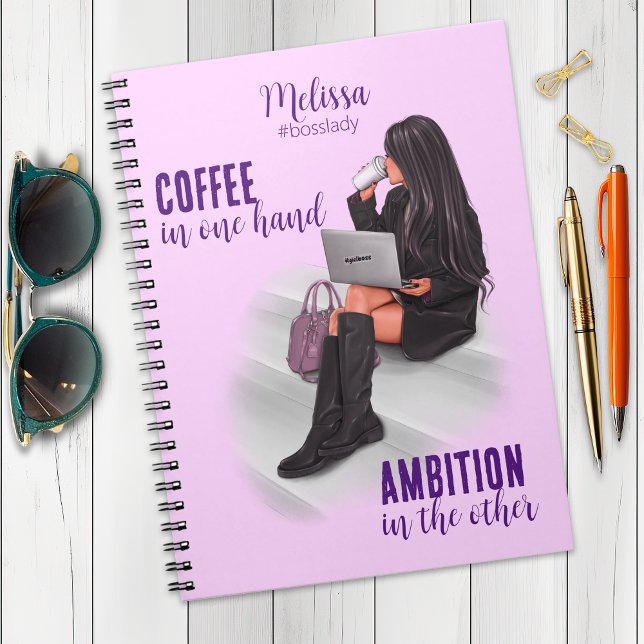 Motivational Girl Chef Rosa Spiral Photo Notebook Anteckningsbok (Skapare uppladdad)