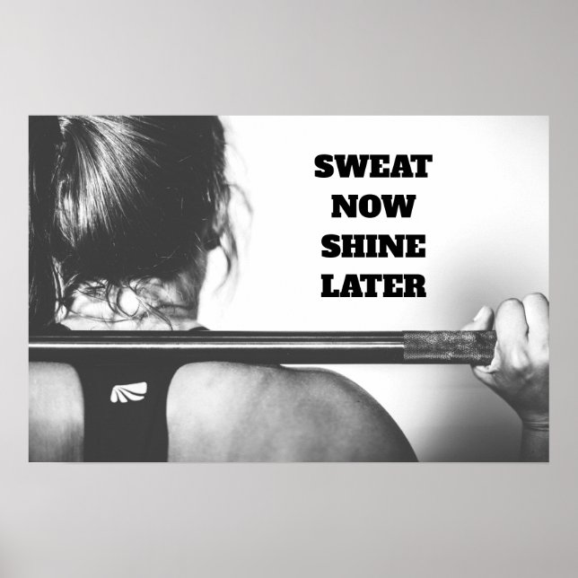 Motivational Gym Workout Sweat Shine Senare Poster (Framsidan)