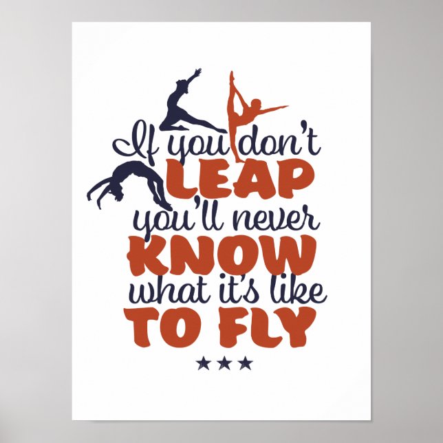 Motivational Gymnastics Sports Quote Girl Gymnast Poster (Framsidan)