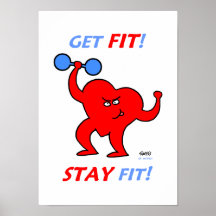 Motivational Heart Fitness Tecknad Gym Poster