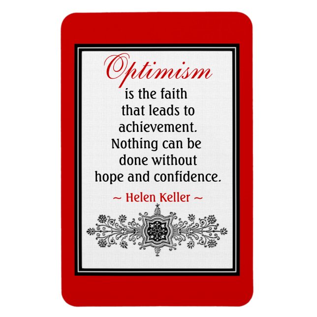 Motivational Helen Keller Quote Magnet:Optimism Magnet (Vertikal)