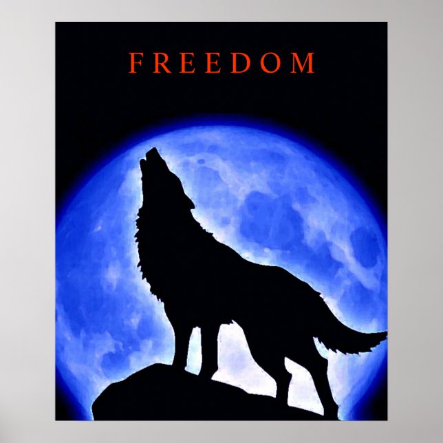 Motivational Howling Varg & Blue Måne Poster (Framsidan)