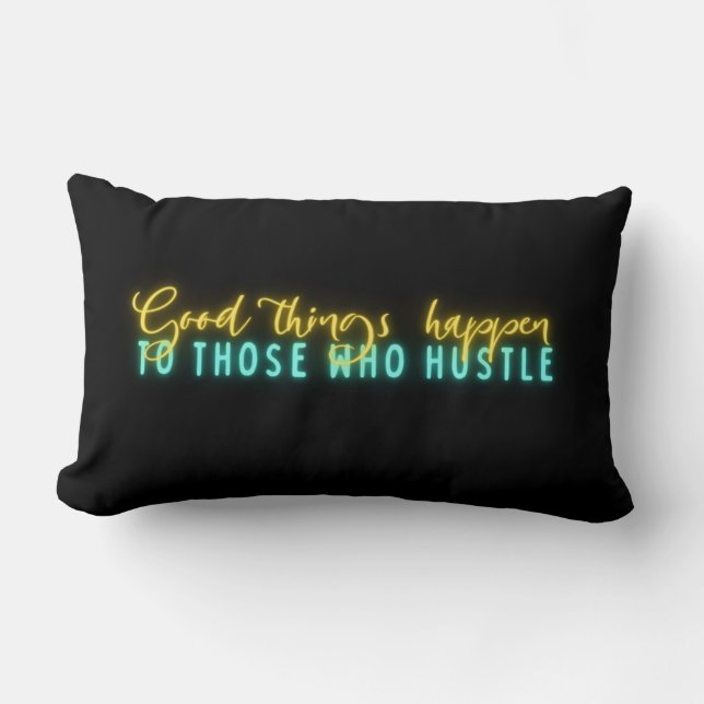 Motivational Hustle Quote Neon Ord Art Lumbarkudde (Framsida)