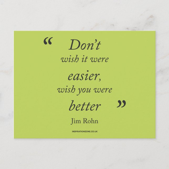 "Motivational Jim Rohn Quote" vykort (Framsida)