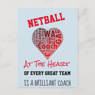 Motivational Kärlek Netball Coach Quote Vykort