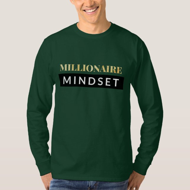 Motivational långärmad för MillionaireMindset T Shirt (Framsida)