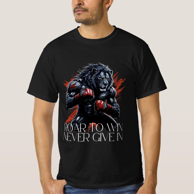 Motivational Lejon Boxing Gym T-Shirt (Framsida)