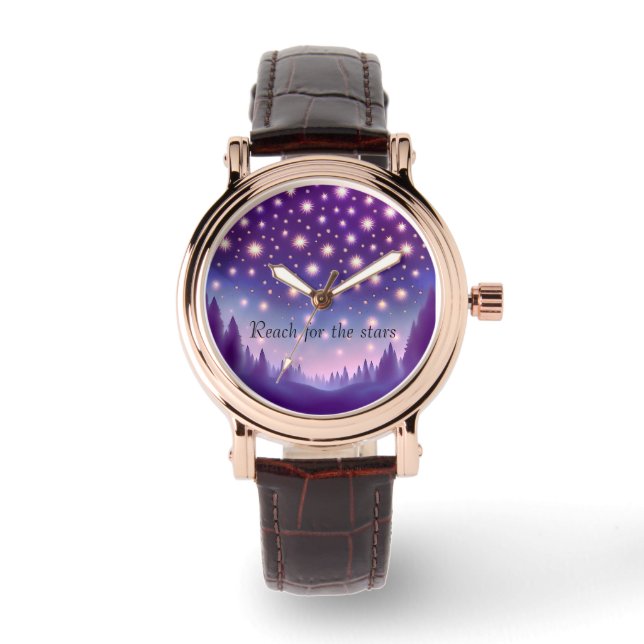 Motivational Lila Starry Night Himmel eWatch Watch Armbandsur (Framsida)