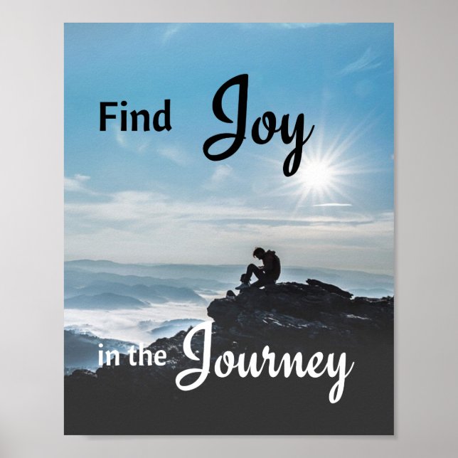 Motivational Mountain klättrande - Joy på resan Poster (Framsidan)