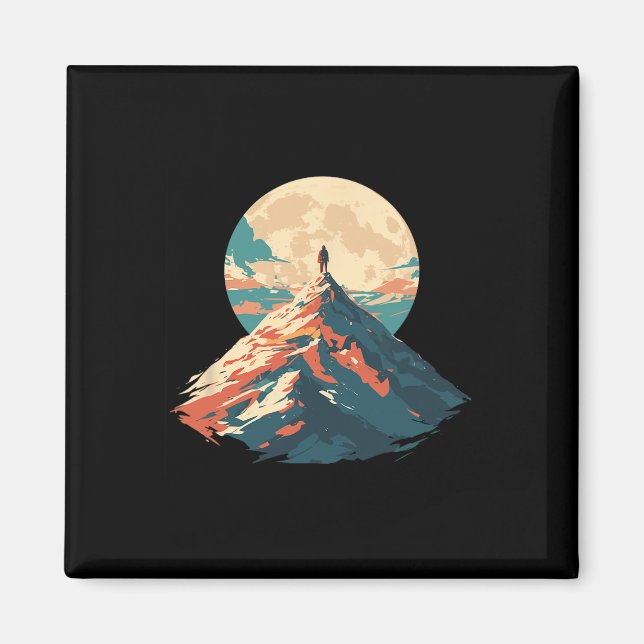 Motivational Mountain Peak Climbing Design - Natur Magnet (Framsidan)