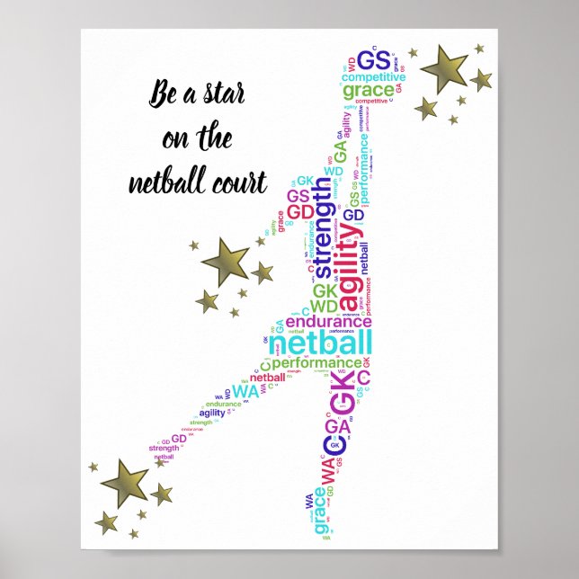 Motivational Netball Star-citat Poster (Framsidan)