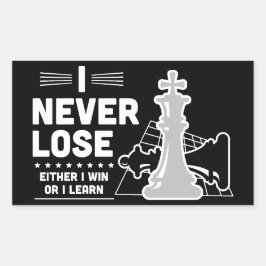 Motivational Never Lose Chess Quote Rektangulärt Klistermärke