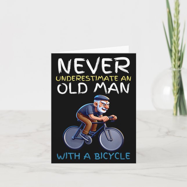 Motivational Old Man Bicycle Quote - Funny Cycling Kort (Framsida)