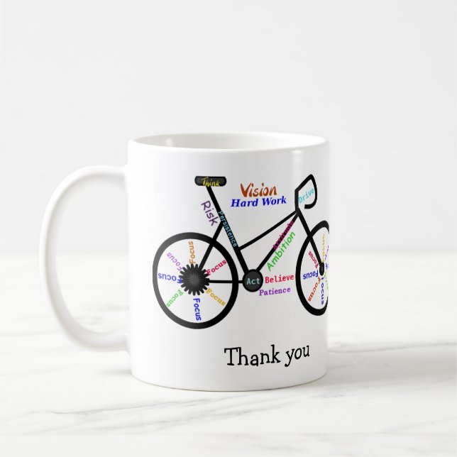 Motivational Ord, Biking, Cycling, Bike-tack Kaffemugg (Vänster)