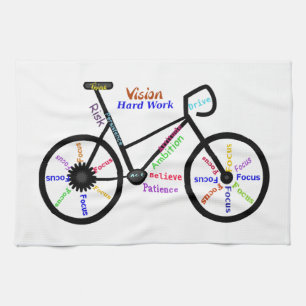 Motivational Ord, Biking, Cycling, Bike Womens Kökshandduk