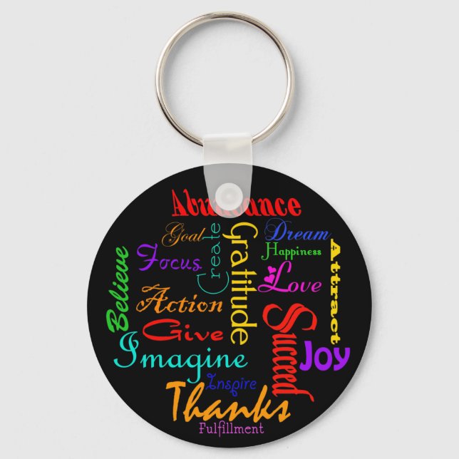 Motivational Ord Collage Keychain Nyckelring (Framsida)