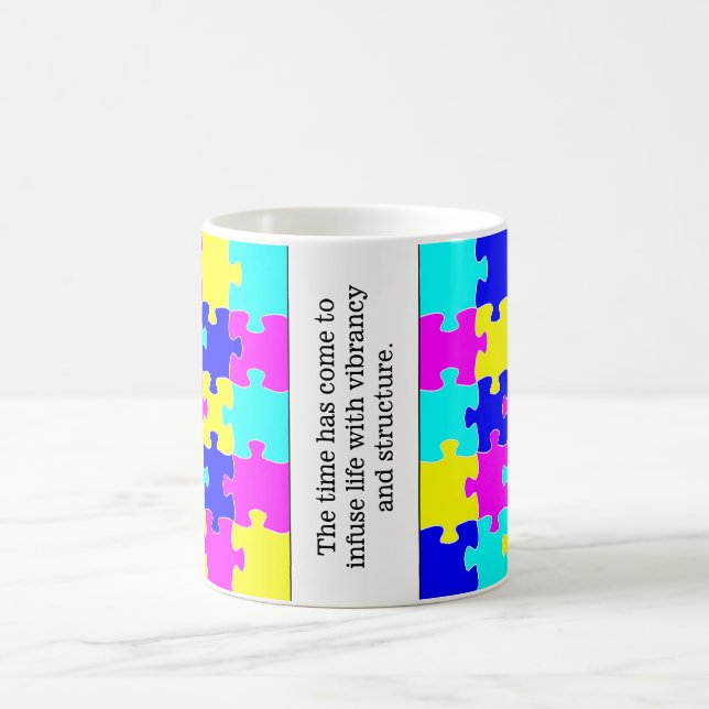Motivational Ord & Colorful Jigszle Puzzle Delarar Kaffemugg (Center)