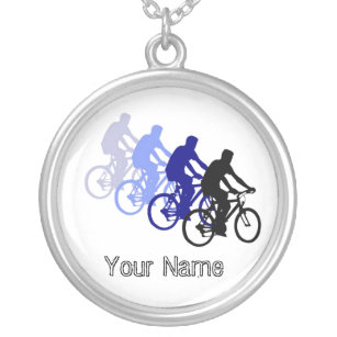 Motivational ord, cykla som cyklar, cykel silverpläterat halsband