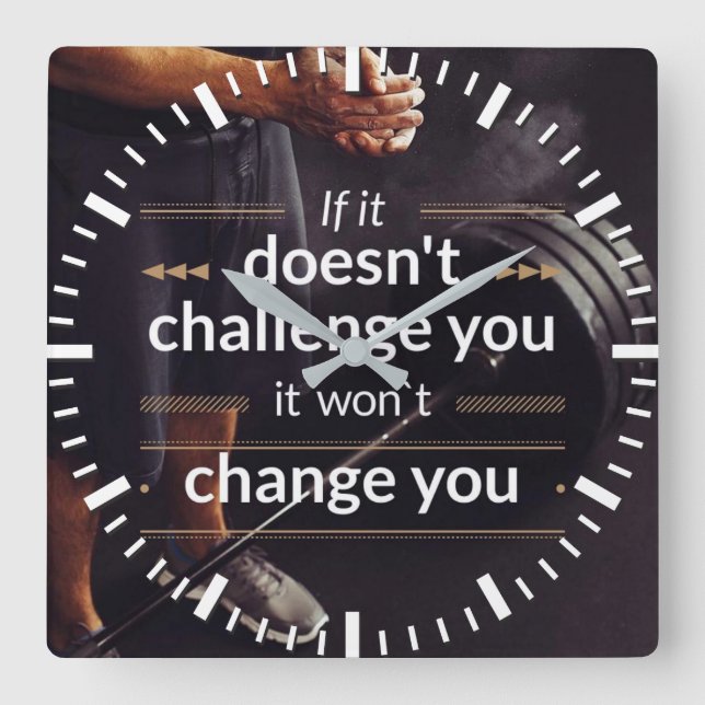 Motivational ord - genomkörare fyrkantig klocka (Framsida)