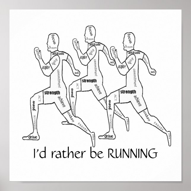 Motivational Ord, jag skulle hellre springa Poster (Framsidan)