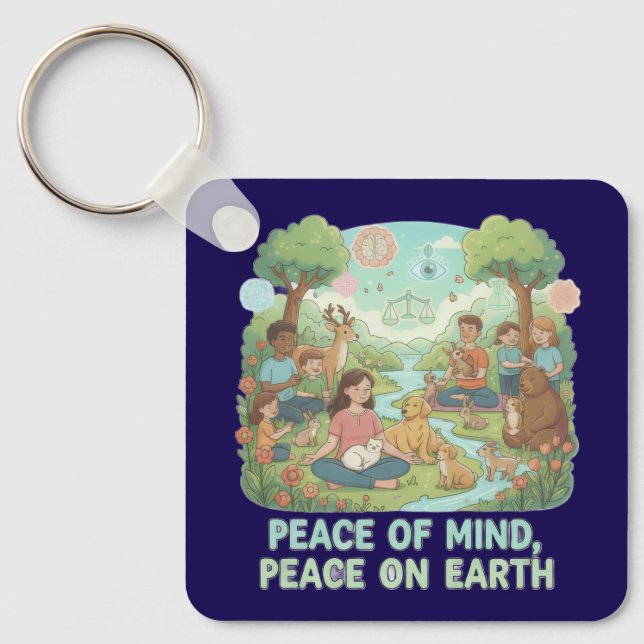 Motivational Peace of Mind, Peace on Earth Design Nyckelring (Framsida)
