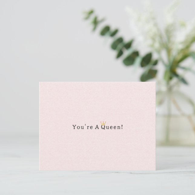 Motivational Positive You're A Queen Quote Card Vykort (Stående Fram)