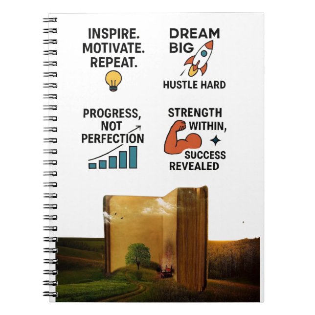 "Motivational Quotes Notebook – Dream Big, Hustle  Anteckningsbok (Framsidan)