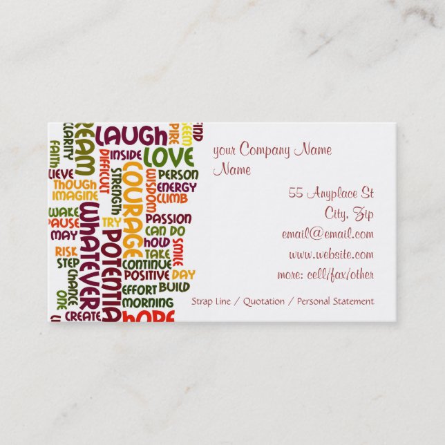 Motivational realitetuppmuntran för ord #1 visitkort (Framsida)