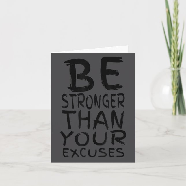 Motivational Shirts_ Be Stronger Than Your Excuses Kort (Framsida)
