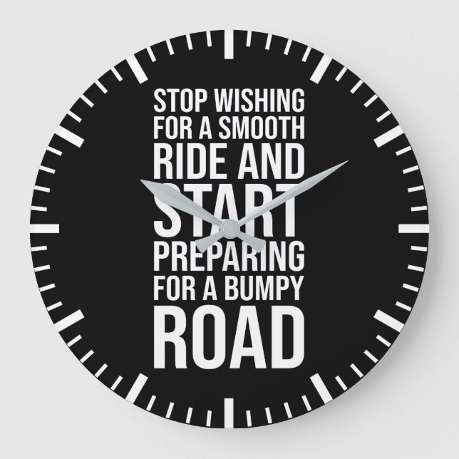 Motivational Smooth Ride vs Bumpy Road Quote Stor Klocka (Framsida)
