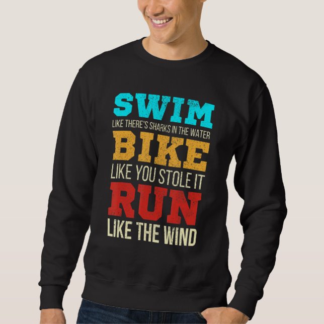 Motivational Sport Triathlete Athletics Triathlon Lång Ärmad Tröja (Framsida)