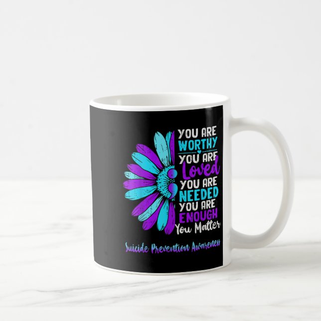Motivational Suicide Prevention Awareness Teal Pur Kaffemugg (Höger)