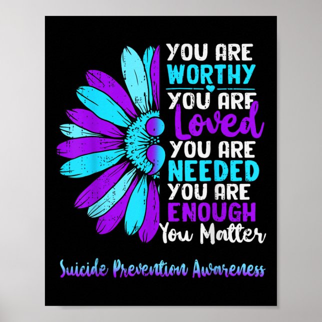 Motivational Suicide Prevention Awareness Teal Pur Poster (Framsidan)