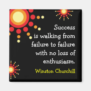 Motivational svart magnet för framgångQuotation