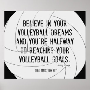 Motivational svartvitt volleybolltryck 020 poster