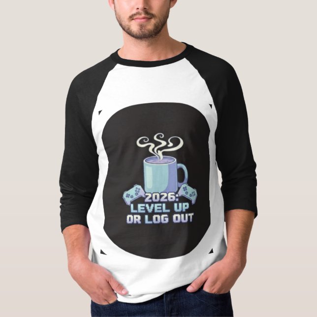 Motivational T-Shirt | Level Up or Log Out Gamer C (Framsida)