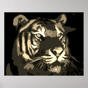 Motivational Tiger Öga Vintage Sepia Poster