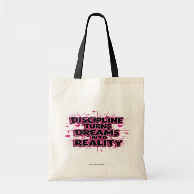 Motivational Tote Bag - Discipline gör drömmar ina Tygkasse (Framsidan)