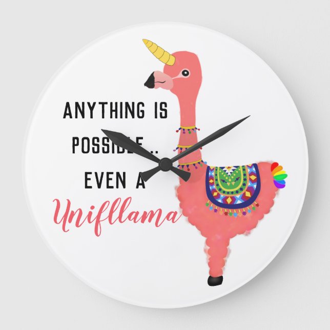 Motivational Unifllama: Unicorn-Flamingo-llama Stor Klocka (Framsida)