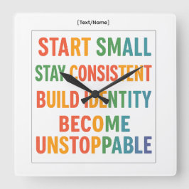 Motivational Wall Clock – Become Unstoppable Fyrkantig Klocka