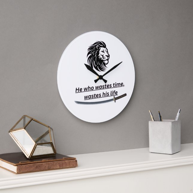 Motivational Wall Clock – Time Is Precious Quote  Stor Klocka (Kontor)