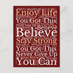 Motivational WordArt Mönster White Burgundy Helg Vykort