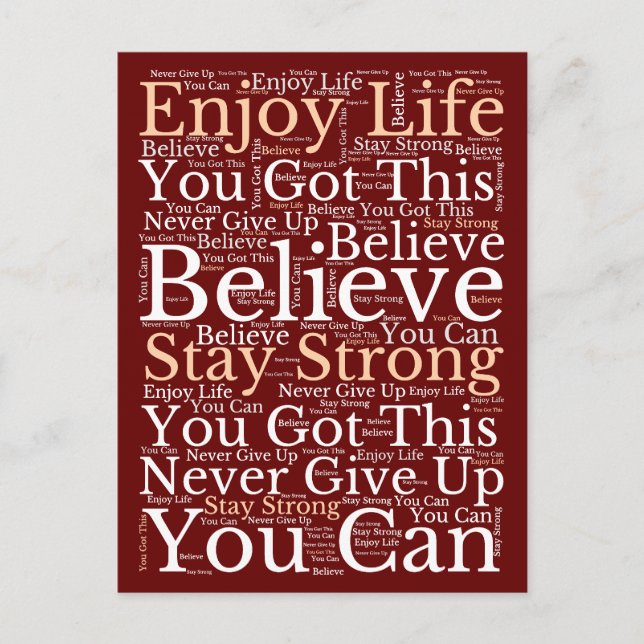 Motivational WordArt Mönster White Burgundy Helg Vykort (Framsida)