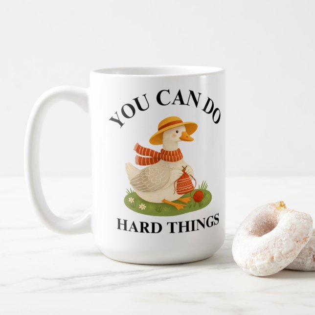 Motivational You Can Do Hard Things Goose Mug Kaffemugg (Med munk)